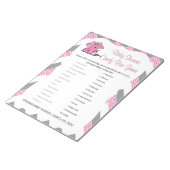 Pink und Grau Zickzack Elephant Baby Shower Game 2 Notizblock (angewinkelt)