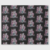 Pink und Graues Spuk Hausmuster Halloween Geschenkpapier (Flach)