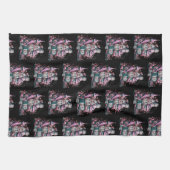 Pink und Graues Spuk Hausmuster Halloween Geschirrtuch (Horizontal)