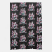 Pink und Graues Spuk Hausmuster Halloween Geschirrtuch (Vertikal)