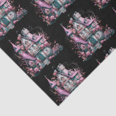Pink und Graues Spuk Hausmuster Halloween Seidenpapier (Detail)