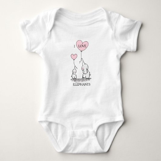 Pink und Gray Baby Elephant Baby Strampler (Vorderseite)