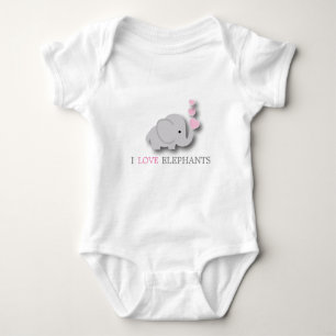 Pink und Gray Baby Elephant Baby Strampler