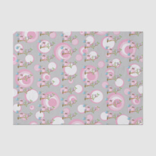 Pink und Gray Baby Owls Thema Dusche Seidenpapier