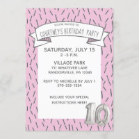 Pink und Gray Balloon Girls 10. Geburtstagsparty