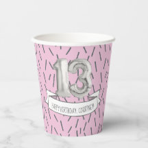 Pink und Gray Balloon Girls 13. Geburtstagsparty P