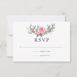 Pink und Gray Boho Blumenhochzeit RSVP Karte
