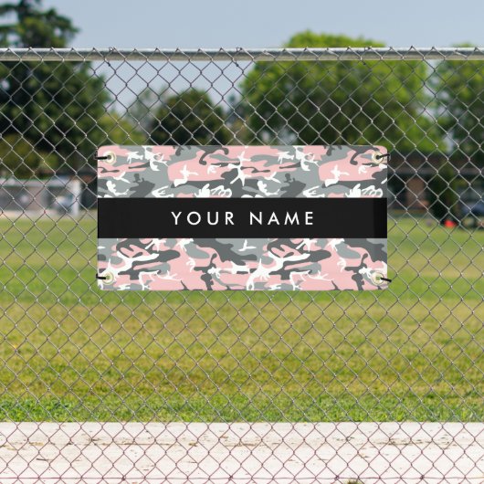 Pink und Gray Camouflage Ihr Name personalisieren Banner (Insitu)