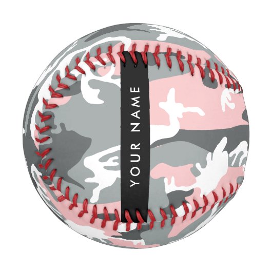 Pink und Gray Camouflage Ihr Name personalisieren Baseball (Vorderseite Links)