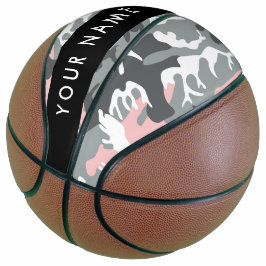 Pink und Gray Camouflage Ihr Name personalisieren Basketball