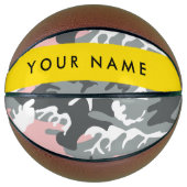 Pink und Gray Camouflage Ihr Name personalisieren Basketball (Vorderseite)