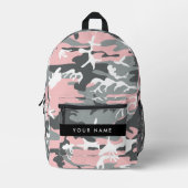 Pink und Gray Camouflage Ihr Name personalisieren Bedruckter Rucksack (Vorderseite)