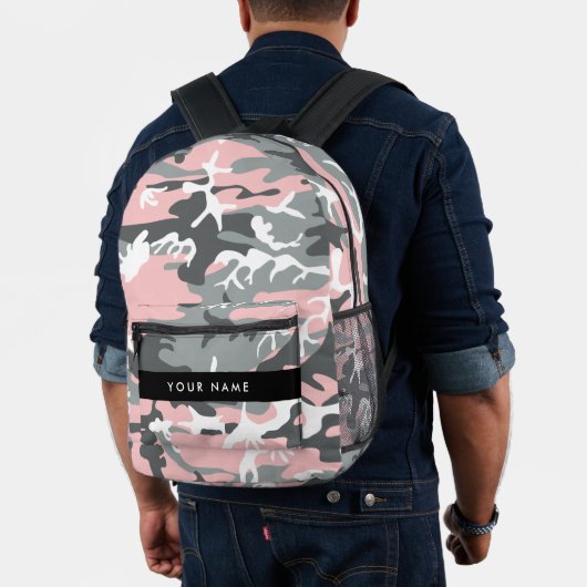 Pink und Gray Camouflage Ihr Name personalisieren Bedruckter Rucksack (Insitu (Modell))