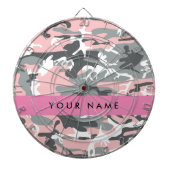 Pink und Gray Camouflage Ihr Name personalisieren Dartscheibe (vorne)