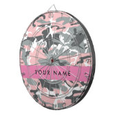 Pink und Gray Camouflage Ihr Name personalisieren Dartscheibe (Vorderseite rechts)