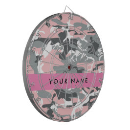 Pink und Gray Camouflage Ihr Name personalisieren Dartscheibe