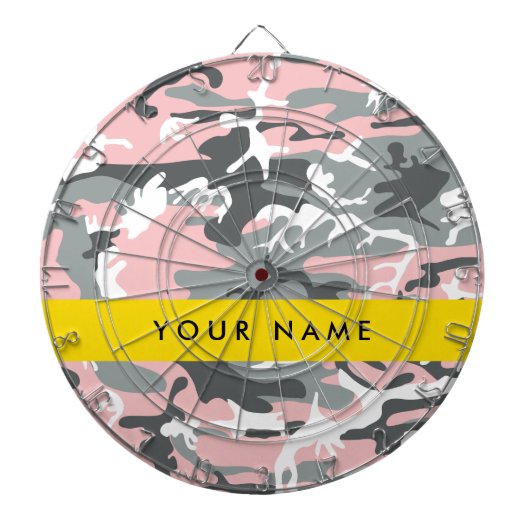 Pink und Gray Camouflage Ihr Name personalisieren Dartscheibe (vorne)