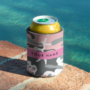 Pink und Gray Camouflage Ihr Name personalisieren Dosenkühler