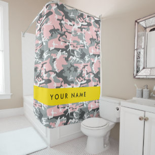 Pink und Gray Camouflage Ihr Name personalisieren Duschvorhang
