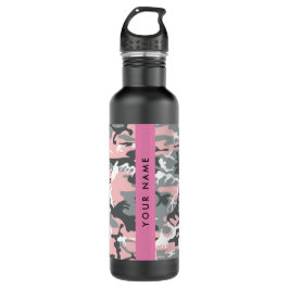 Pink und Gray Camouflage Ihr Name personalisieren Edelstahlflasche