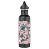 Pink und Gray Camouflage Ihr Name personalisieren Edelstahlflasche (Rechts)