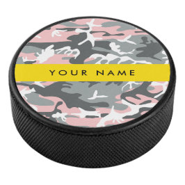 Pink und Gray Camouflage Ihr Name personalisieren Eishockey Puck