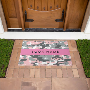 Pink und Gray Camouflage Ihr Name personalisieren Fußmatte