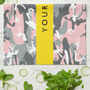 Pink und Gray Camouflage Ihr Name personalisieren Geschirrtuch