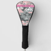 Pink und Gray Camouflage Ihr Name personalisieren Golf Headcover (Vorderseite)