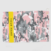 Pink und Gray Camouflage Ihr Name personalisieren Golfhandtuch (Horizontal)
