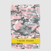 Pink und Gray Camouflage Ihr Name personalisieren Golfhandtuch (Vorderseite)