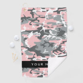 Pink und Gray Camouflage Ihr Name personalisieren Golfhandtuch (Insitu)
