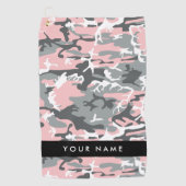 Pink und Gray Camouflage Ihr Name personalisieren Golfhandtuch (Vorderseite)