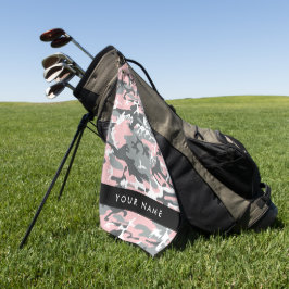 Pink und Gray Camouflage Ihr Name personalisieren Golfhandtuch