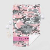 Pink und Gray Camouflage Ihr Name personalisieren Golfhandtuch (Insitu)