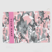 Pink und Gray Camouflage Ihr Name personalisieren Golfhandtuch (Horizontal)