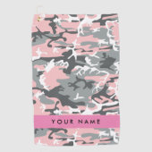 Pink und Gray Camouflage Ihr Name personalisieren Golfhandtuch (Vorderseite)