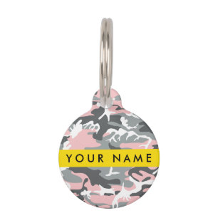 Pink und Gray Camouflage Ihr Name personalisieren Haustiermarke