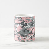 Pink und Gray Camouflage Ihr Name personalisieren Kaffeetasse (Mittel)