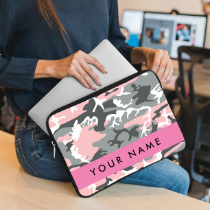 Pink und Gray Camouflage Ihr Name personalisieren Laptopschutzhülle