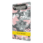 Pink und Gray Camouflage Ihr Name personalisieren Mini Klemmbrett (Gewinkelt2)