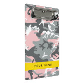 Pink und Gray Camouflage Ihr Name personalisieren Mini Klemmbrett (Schrägansicht)
