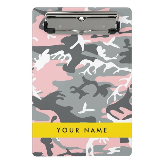 Pink und Gray Camouflage Ihr Name personalisieren Mini Klemmbrett (Vorderseite)