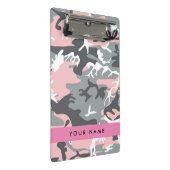 Pink und Gray Camouflage Ihr Name personalisieren Mini Klemmbrett (Schrägansicht)