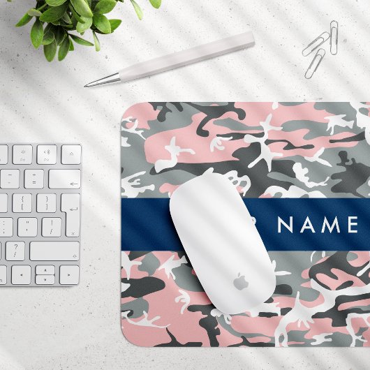 Pink und Gray Camouflage Ihr Name personalisieren Mousepad