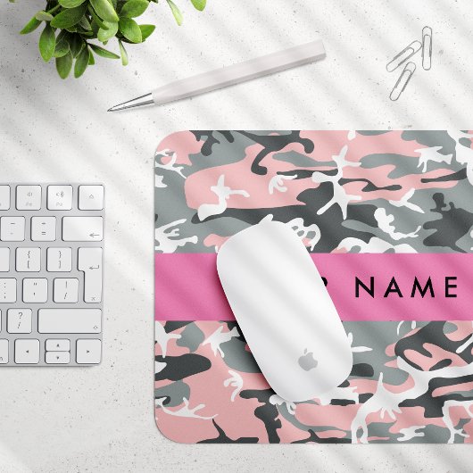 Pink und Gray Camouflage Ihr Name personalisieren Mousepad