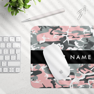 Pink und Gray Camouflage Ihr Name personalisieren Mousepad