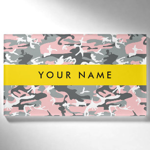Pink und Gray Camouflage Ihr Name personalisieren Namenschild