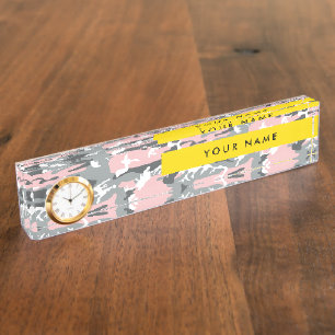 Pink und Gray Camouflage Ihr Name personalisieren Namensplakette