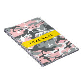 Pink und Gray Camouflage Ihr Name personalisieren Notizblock (Rechte Seite)